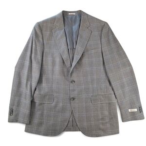 Peter Millar SB Harrison Men’s Sport Coat 44L Gray Windowpane Wool Blazer NWT